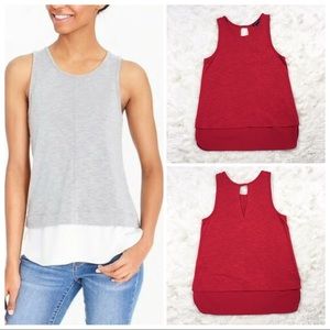 J. Crew Factory Drapey Tank Top With Silky Hem Red XS